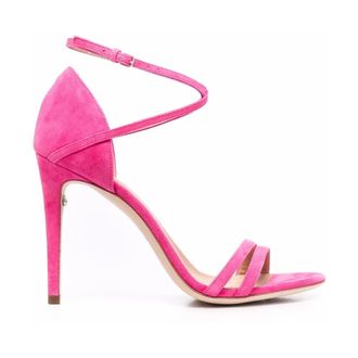 Ferragamo Schoenen, Dames, Roze, 37 1/2 EU, Leer, 110mm Sandalen met gekruiste bandjes