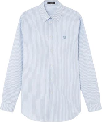 Versace Gestreept katoenen overhemd - Blauw