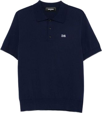 Dsquared2 Mens Logo-embroidered Cotton Polo Shirt - Dark Blue - Size X-Large