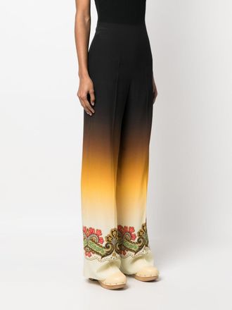 Etro Graphic-Print Ombr&eacute; Trousers - Black