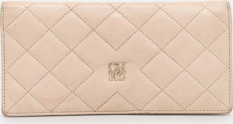 Carolina Herrera Cream Leather Continental Bifold Wallet