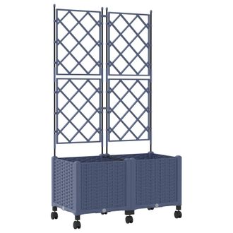 vidaXL Jardinera Con Enrejado Y Ruedas 2 Uds. Gris 80 X 40 X 149 Cm Pp Vidaxl