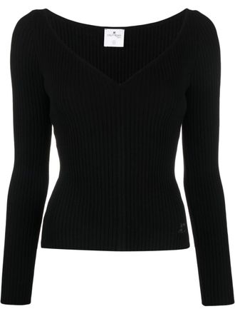 Courr&egrave;ges Trui met sweetheart hals - Zwart