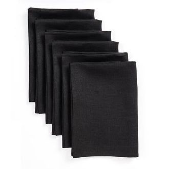 Solino Home Linen Dinner Napkins Set of 6, 20 x 20 Inch for Dining Table, Holiday and Everyday Table Decor - Fete in Black at Nordstrom, Size Large