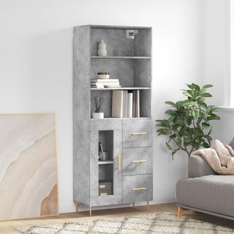 vidaXL Vidaxl - Aparador Alto Madera Contrachapada Gris Hormig&oacute;n 69,5x34x180 Cm