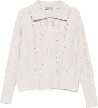 D.exterior Round-neck Knitwear, female, White, Size: L Bianco Sweater Luxury Wool Blend