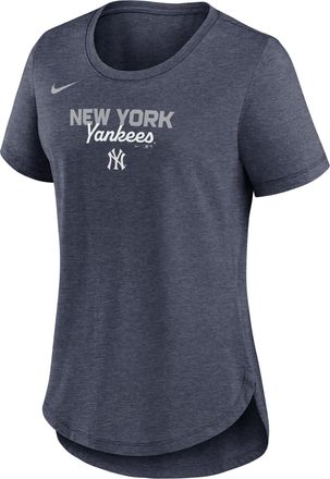 Nike New York Yankees Arched Team Name Nike Womens MLB T-Shirt in Blue | NKMVEX52NK-SVQ