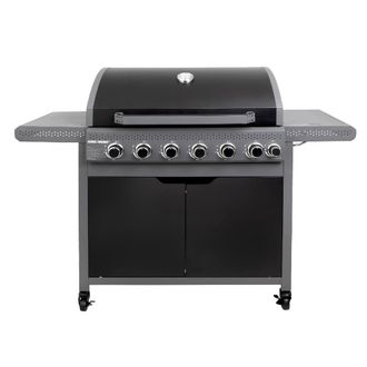 George Foreman 6 Burner Gas BBQ with Side Burner & Cover GFGBBQ6B1B-C in Black