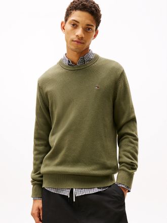 Tommy Jeans Rundhalspullover TOMMY JEANS, Herren, Gr. XXL, dunkelgr&uuml;nery, Sweatware, Obermaterial: 100% Baumwolle, slim fit normal, Rundhals, eingesetzt Rippstric