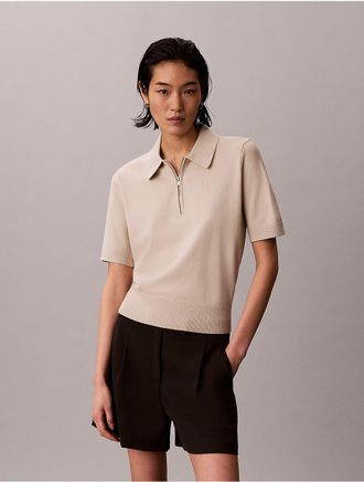 Calvin Klein Jeans Calvin Klein Womens Relaxed Knit Polo Sweater - Brown - XS