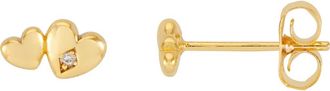 Estella Bartlett Double Cubic Zirconia Heart Stud Earrings in Gold at Nordstrom