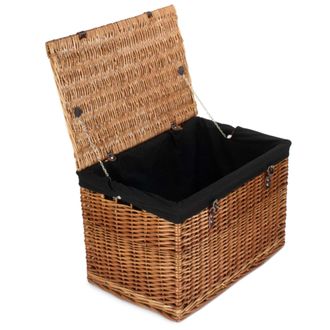 Red Hamper 60cm Double Steamed Chest Picnic Basket with Cotton Lining in Black