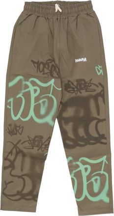 Disclaimer Logo Salie Groene Katoenen Broek - Heren - Sweatpants - Groen - L - Katoen - Broeken