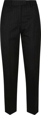 True Royal Zwarte Wollen Blend Broek Gemaakt in Itali&euml; - Dames - Straight fit broeken - Zwart - S - Wol - Broeken