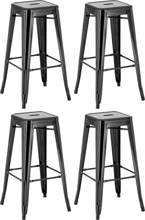 Clp Set 4 taburetes de bar con reposapi&eacute;s en metal negro