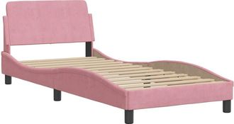 vidaXL Cama Con Cabecero Sin Colch&oacute;n Terciopelo Rosa 90x190 Cm Vidaxl