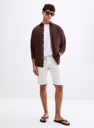 Point Zero Mens Knit-like underside white denim Bermuda Shorts