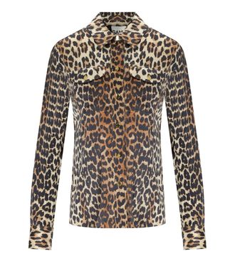 Ganni Animal Print Satin Shirt