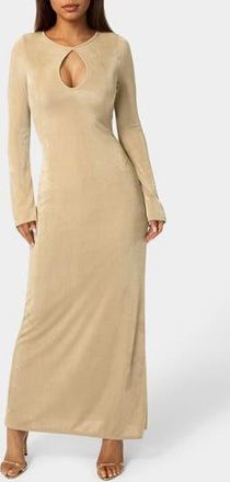Bebe Keyhole Bell Sleeve Maxi Dress in Beige at Nordstrom Rack, Size X-Small