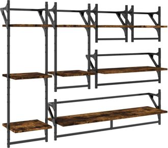 vidaXL Vidaxl - Estantes Pared Barras 6 Pzas Madera De Ingenier&iacute;a Roble Ahumado