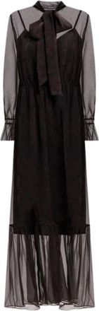 Twinset Occasion Kleedjes - Dames - Maxi kleedjes - Bruin - S - Kleedjes