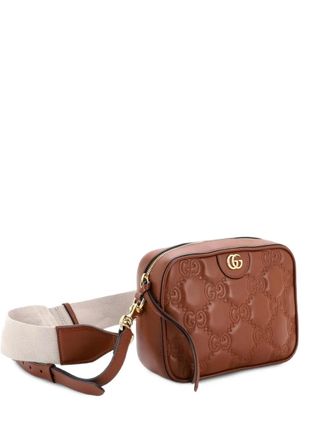 Gucci Zip Camera Bag GG Matelasse Leather Small shoulder bag - Marrone