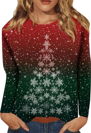 Generic Yinguo christmas jumper 2025 for women, Christmas Jumpers for Women Ladies Sweaters UK Tshirts Jumper Ugly Sweater Long Sleeve Winter Jumper Outwear S