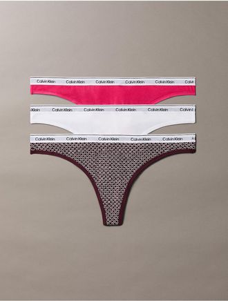 Calvin Klein Womens Modern Logo 3-Pack Low Rise Thong - Multi - XS