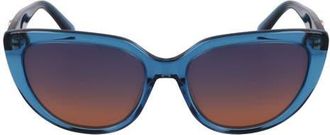 Longchamp Le Pliage 53mm Gradient Cat Eye Sunglasses in Transparent Blue at Nordstrom