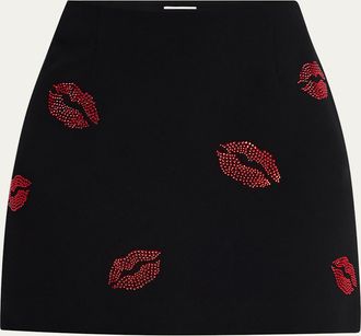 Cinq &agrave; Sept Doris Kissing Booth Embroidered Mini Skirt