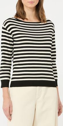 Max Mara Stecca Striped Bateau Neck Sweater in Black at Nordstrom, Size X-Small