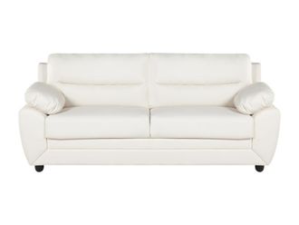 VENTE-UNIQUE.COM Sof&aacute; fijo piel sint&eacute;tica 3 plazas blanco 201x82cm