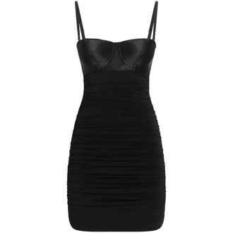 Dolce & Gabbana Party Dresses, female, Black, Size: XS Black Sweetheart Neck Dress