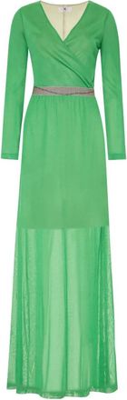 M Missoni Maxi Dresses, female, Green, S, Long Knitted Dress with Elasticated Waist