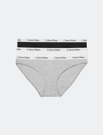 Calvin Klein Womens Carousel Logo Cotton 3-Pack Bikini - Multi - XS