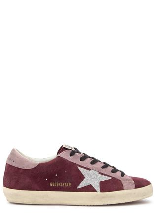 Golden Goose Super-star Distressed Suede Sneakers - Burgundy - 36 (IT36 / UK3)