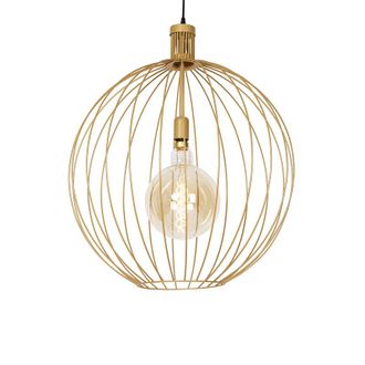 QAZQA Qazqa L&aacute;mpara Colgante De Dise&ntilde;o Dorada 60 Cm - Wire Dos