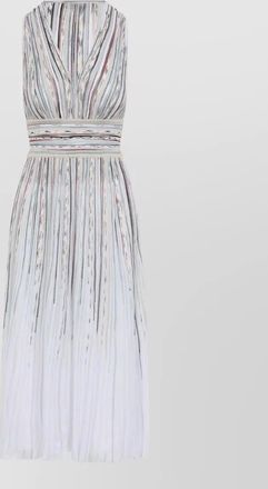 Missoni striped sleeveless v-neck pleated midi dress
