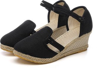 Generic Womens Espadrilles Wedge Sandals Summer Casual Closed Toe Sandal Comfortable Breathable Platform Low Heels Cute Shoes Flatform Heeled Shoes Ankle Stra