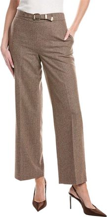 Elie Tahari High-Waisted Straight Leg Belted Wool-Blend Pant