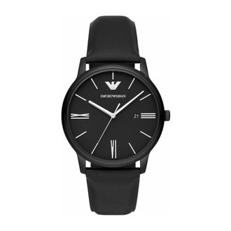 Emporio Armani Ar11573 Horloge - Heren - Accessoires - Zwart - Maat: ONE Size Leer