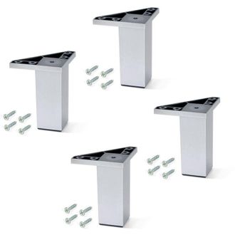 Emuca Lotto di 4 piedini per mobili Alumix 1, altezza 120 mm, Tecnoplastica, Grigia metallizzata - Emuca