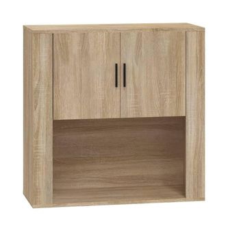 Berkfield Home Wall Cabinet Sonoma Oak 80x33x80 cm Engineered Wood in Beige | Size: 80 x 33 x 80 cm