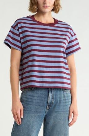 Scotch & Soda Boxy Yarn Dye Stripe T-Shirt in Lunar Rock Embroidery at Nordstrom Rack, Size X-Small