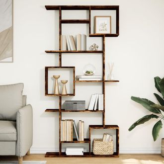 Berkfield Home Book Cabinet Smoked Oak 92x29x188 cm Engineered Wood in Brown | Size: 92 x 29 x 188 cm