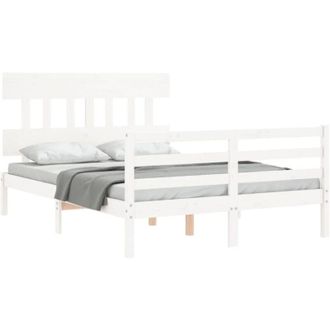 vidaXL Bed Frame without Mattress White 140x190 cm Solid Wood vidaXL