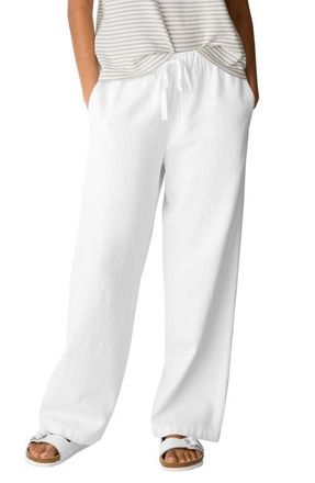 Eileen Fisher Organic Cotton & Organic Linen Straight Leg Pants in White at Nordstrom, Size Xx-Small