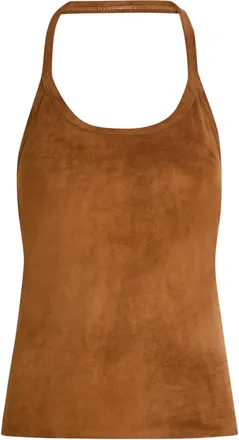 Stouls Cherry halterneck top - women - Calf Suede/Cotton/Lyocell/Elastane - M - Brown