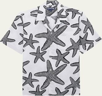 Vilebrequin Mens Starfish-Print Camp Shirt