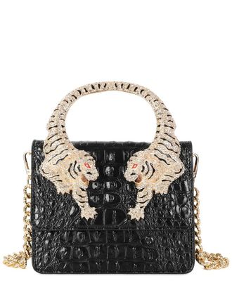 Tiffany & Fred Croc-Embossed Leather Shoulder Bag
